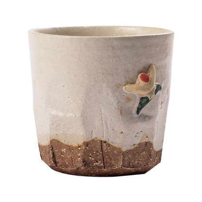 Japan Imported Mino-Yaki Rough Pottery Dengfeng Hand-Held Cup 11.8oz | Japanese Retro Gift Box, Tea Cup, Cute Handmade Water Cup - -