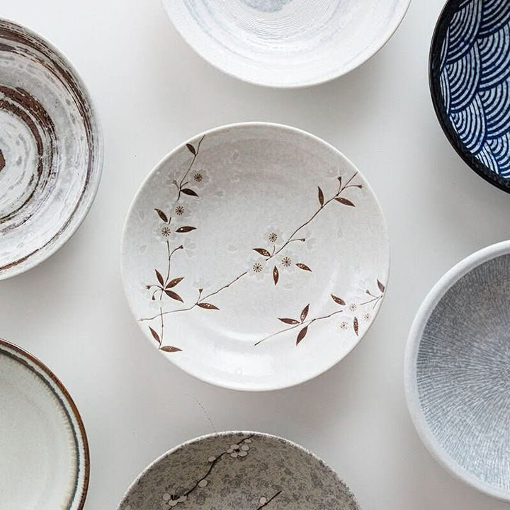 Japan Imported Mino yaki Tableware Japanese-Style Ceramic Deep Dish | Household Dish, Underglaze Color, Plate Collection - -
