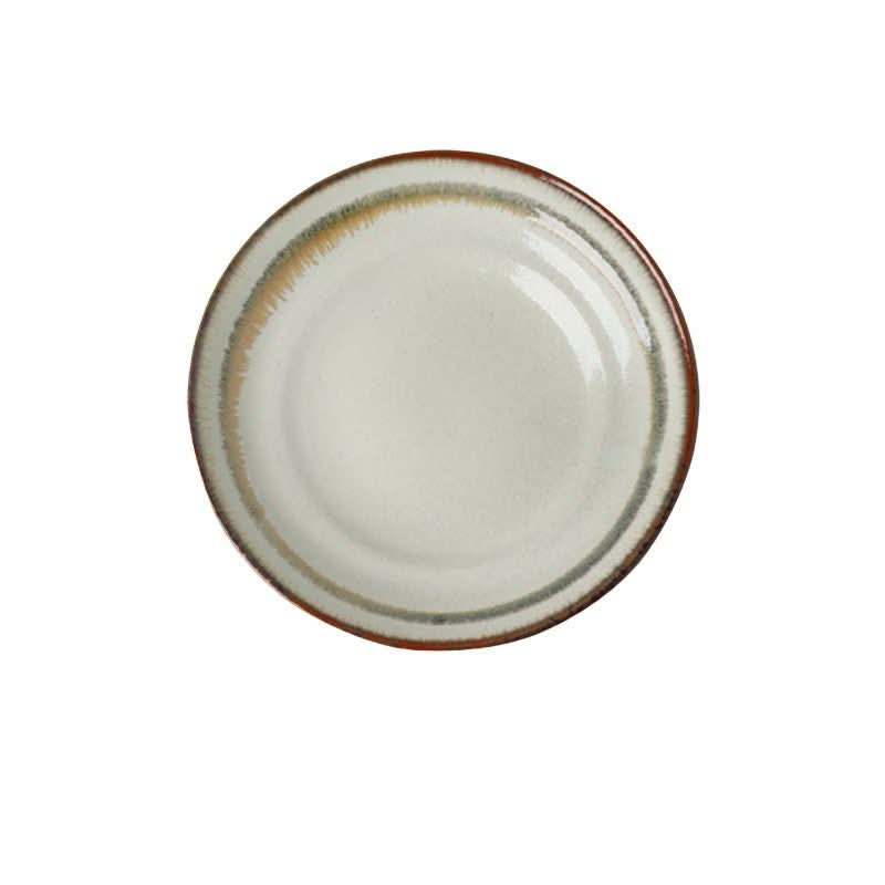 Japan Imported Mino yaki deep dish, ceramic, underglaze color, with earthy rim detail.