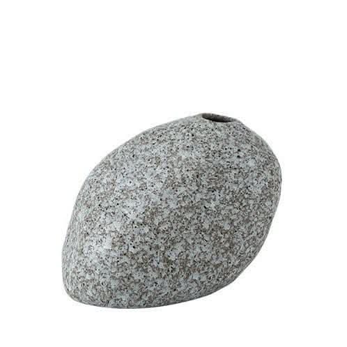 Japan imported stoneware pottery vase ornament, speckled grey, ovular shape, for home decor.