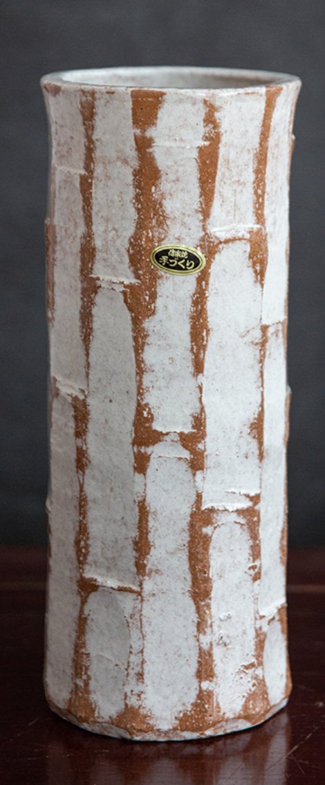 Japan imported Shigaraki ceramic flower arrangement Japanese-style small original flow hand-made straight cylinder into the bottle vase utensils - -
