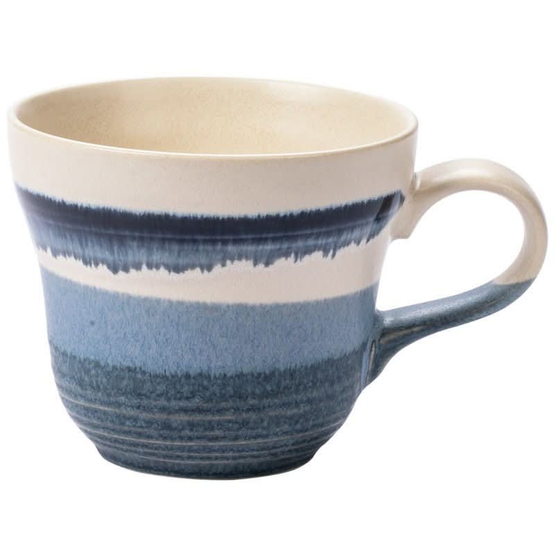Japan Imported Stove Master Kiln Shore Cup 10.14oz, blue & white striped ceramic tea cup