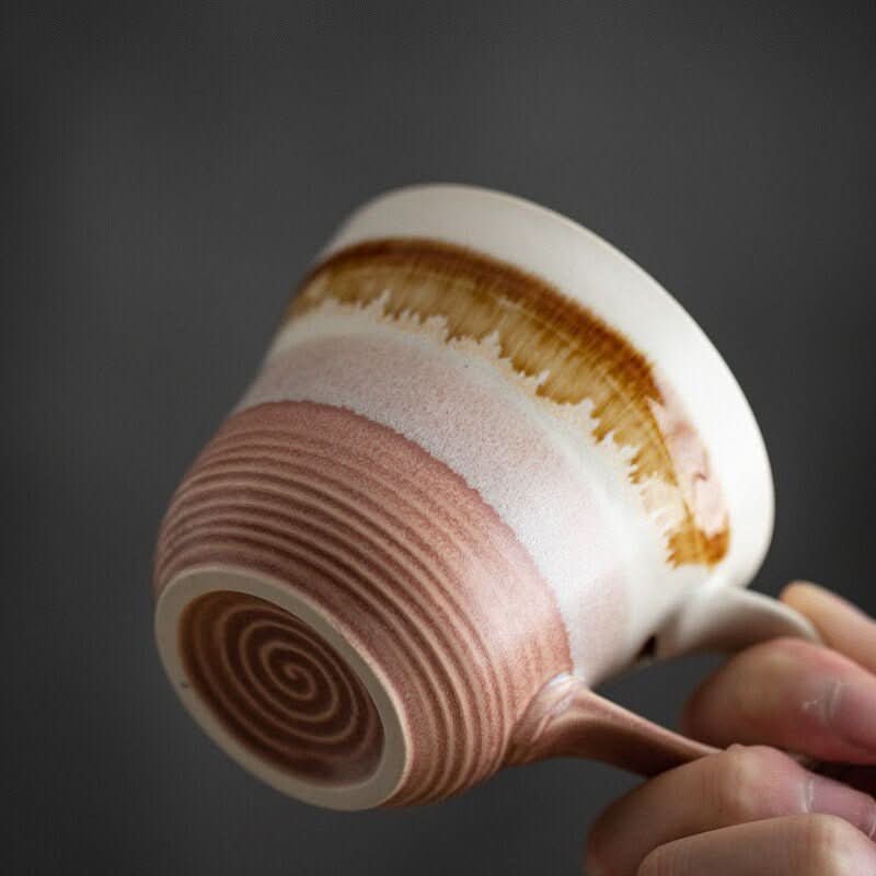 Japan Imported Stove Master Kiln Shore Cup, ceramic tea/coffee cup with brown & pink glaze, heat resistant