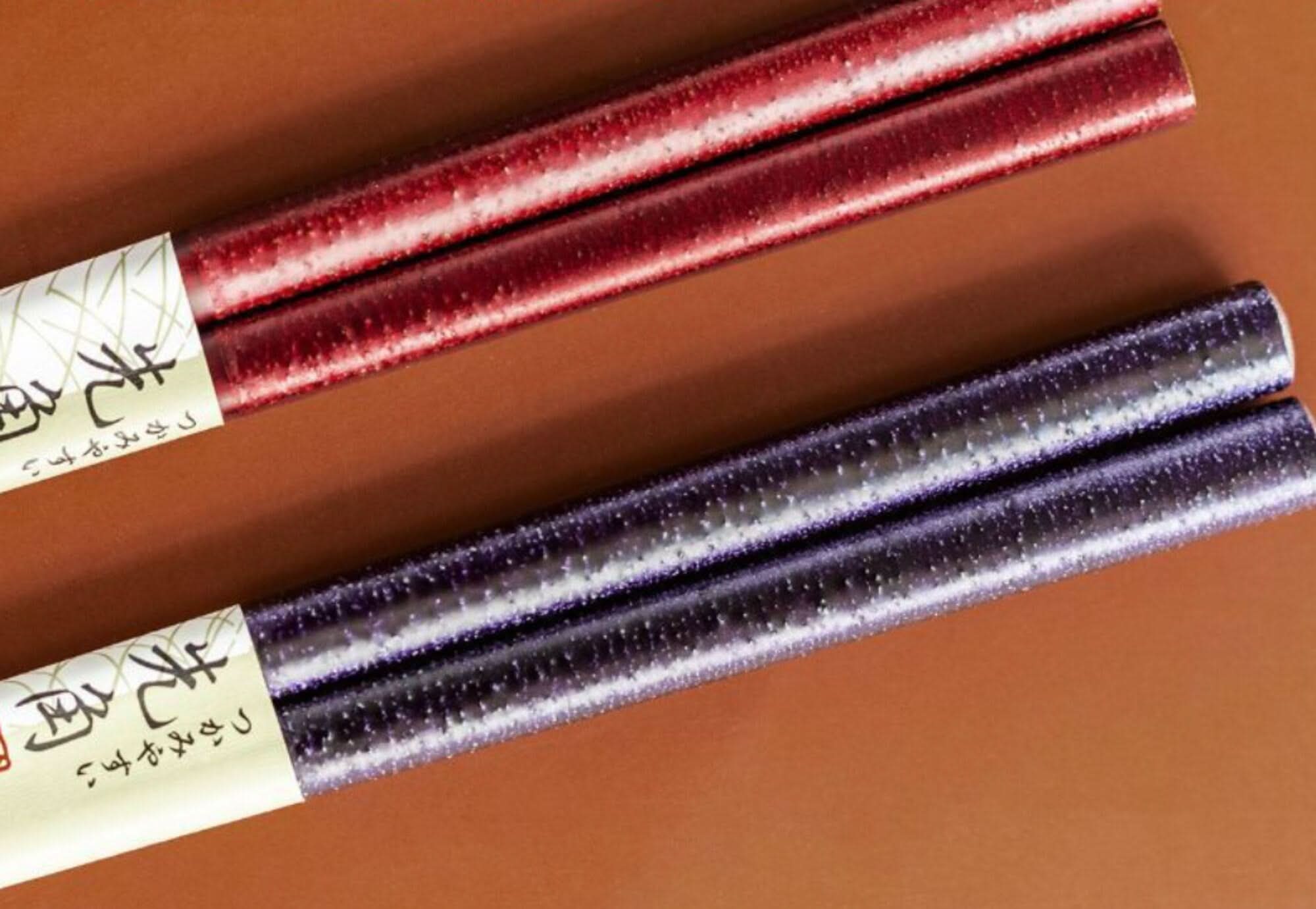 Japan Imported Sunlife solid wood chopsticks, cherry red & purple sparkle, tableware gift.
