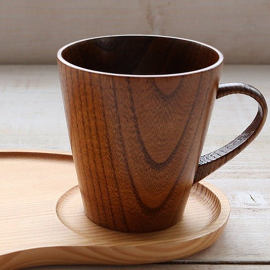 Japan Imported Traditional Lacquered Chestnut Wood Mug - -