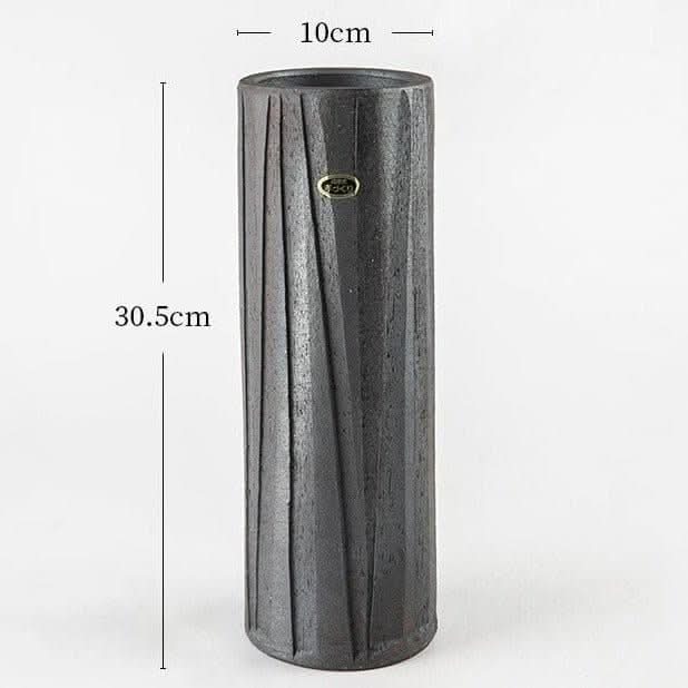 Japan imports Shigaraki lead-colored rough pottery vase, 30.5cm tall.