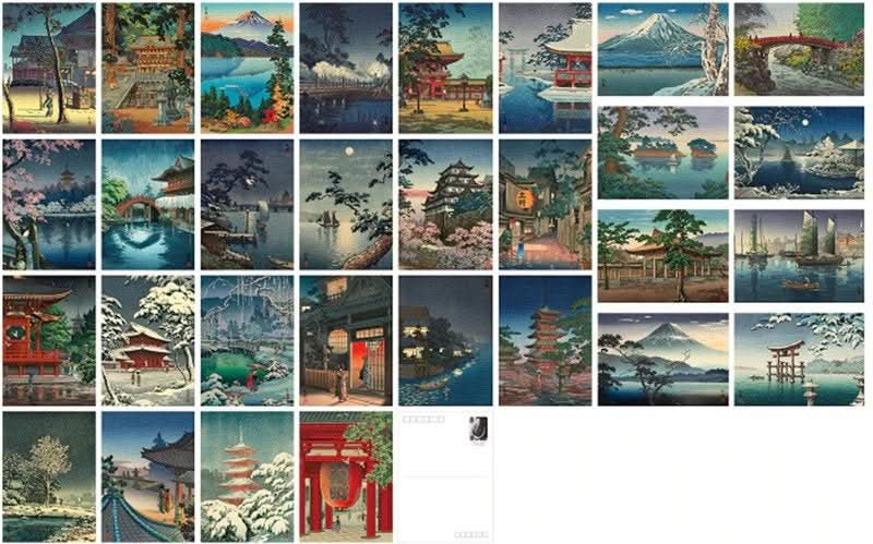 30 Japanese Art Postcards Tsuchiya Koitsu Ukiyo-E, various scenic views