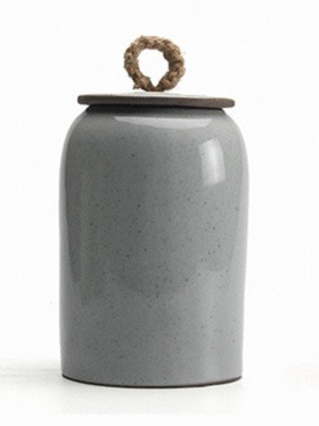 Japanese Ceramic Tea Canister With a Cord Lid | Storage Jar, Tea, Coffee, Sugar, Spices, Herbs - -