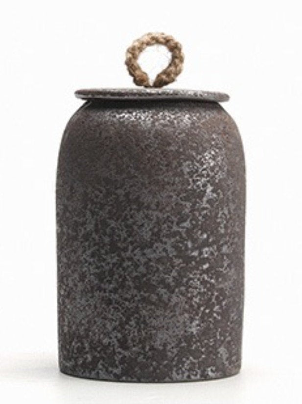 Japanese Ceramic Tea Canister With a Cord Lid | Storage Jar, Tea, Coffee, Sugar, Spices, Herbs - -