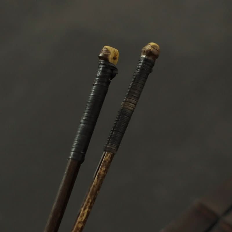 Japanese Style Bamboo Wood Chopsticks with carved bone handles