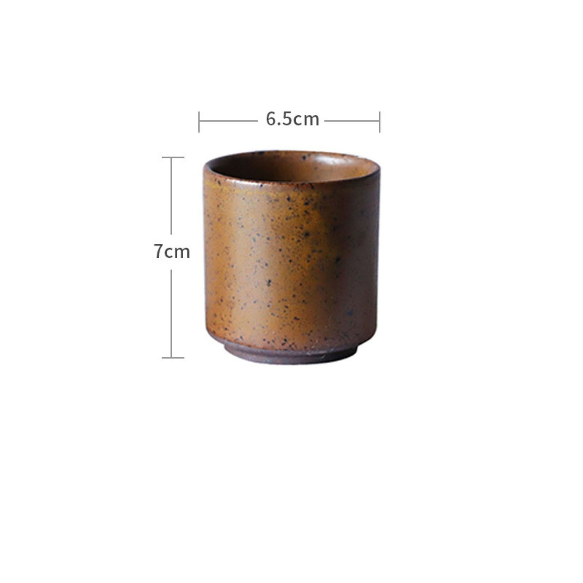 Rustic Dinnerware Brown Speckled ceramic cup, 7cm tall, 6.5cm wide.
