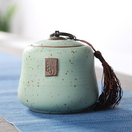 Japanese Style Ceramic Tea Jars With Japanese Letters. - -