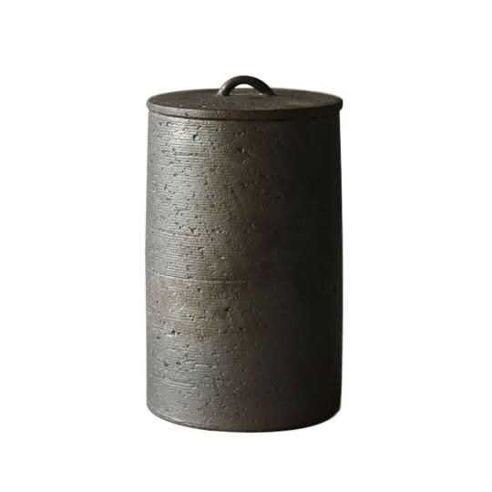 Japanese Style Raw Rustic Tea Jar | Rustic ceramic storage jar for tea, coffee, sugar, spices.
