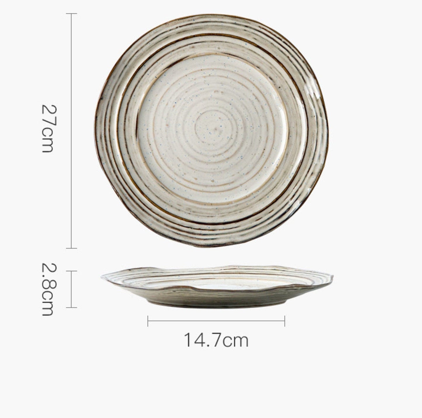 Japanese Style Retro Ceramic Plates | Farmhouse, Scandinavian, Japanese, Stoneware, Pottery, Reactive Glaze - -
