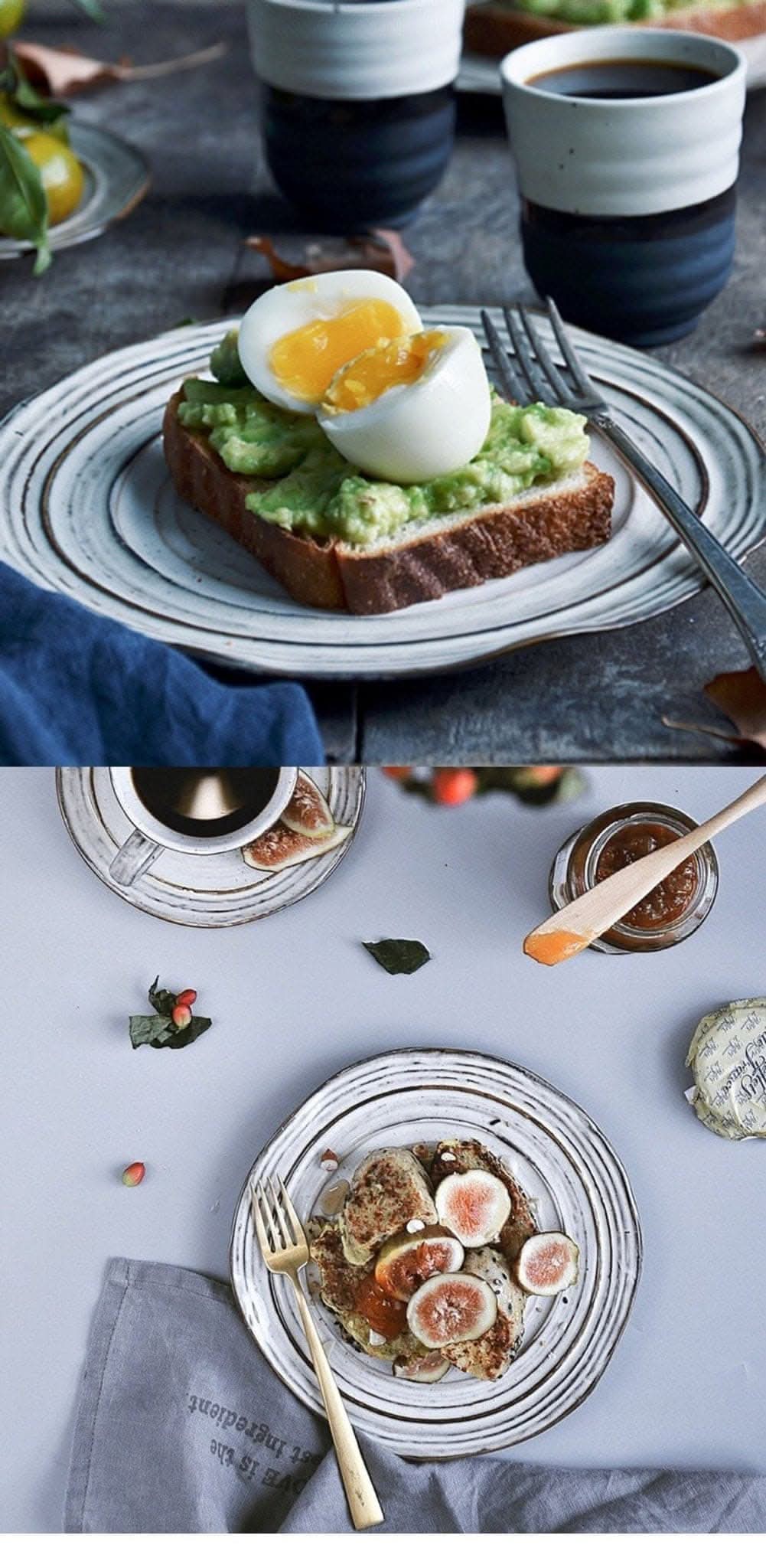 Japanese Style Retro Ceramic Plates | Farmhouse, Scandinavian, Japanese, Stoneware, Pottery, Reactive Glaze - -