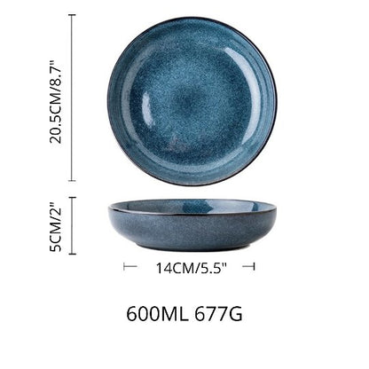 Japanese-Style Shallow Plate | Ceramic Dishes, Salad Bowl - -