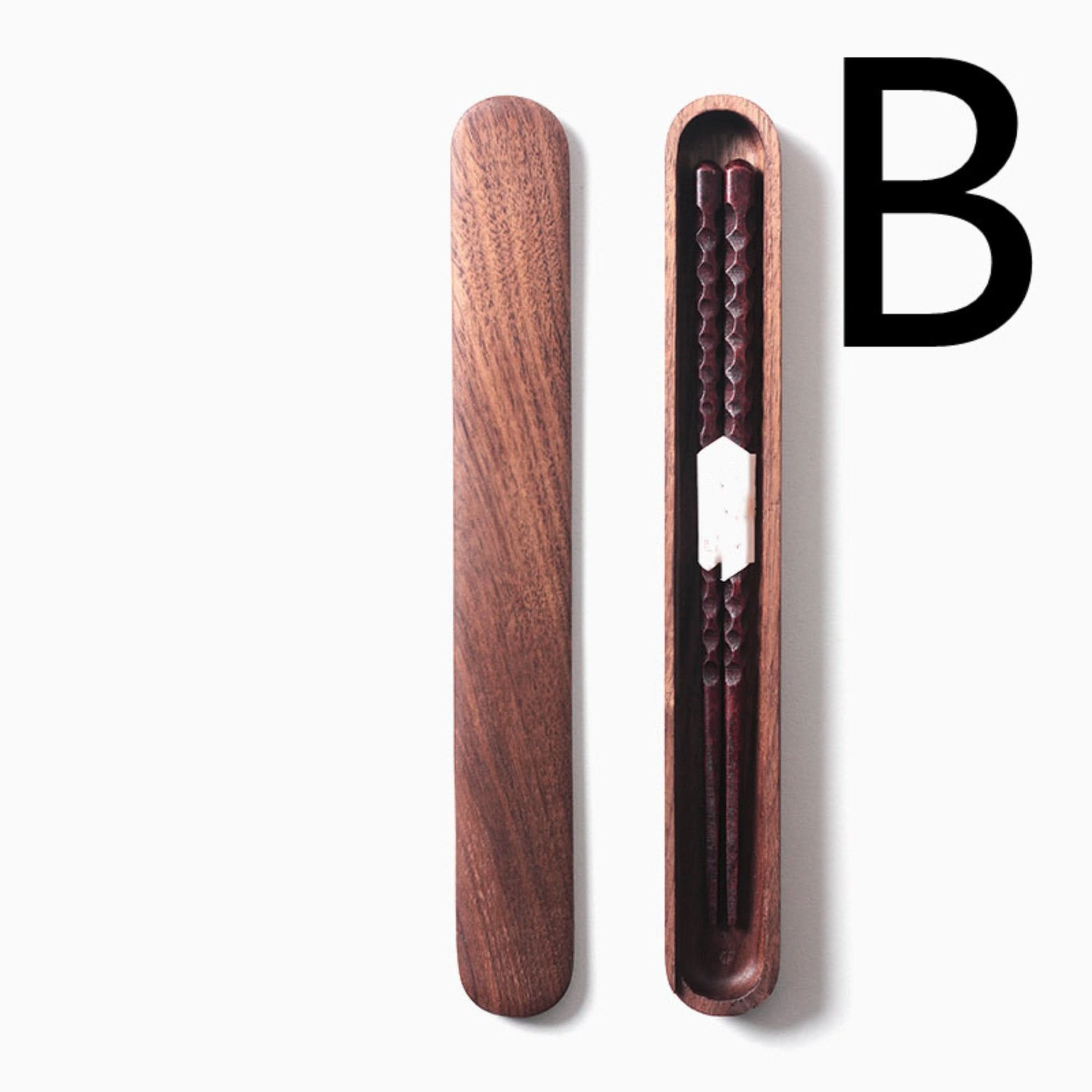 Natural wooden Japanese chopsticks with case | Spoon set and rest.