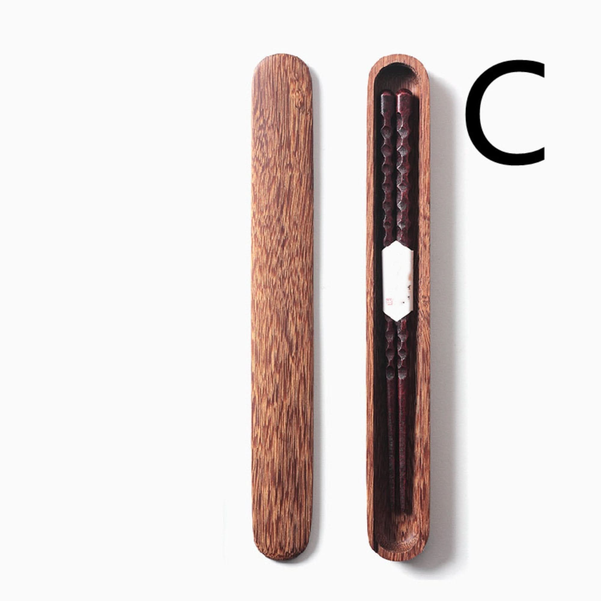 Japanese wooden chopsticks with case set, natural wood, elegant design, home decor.