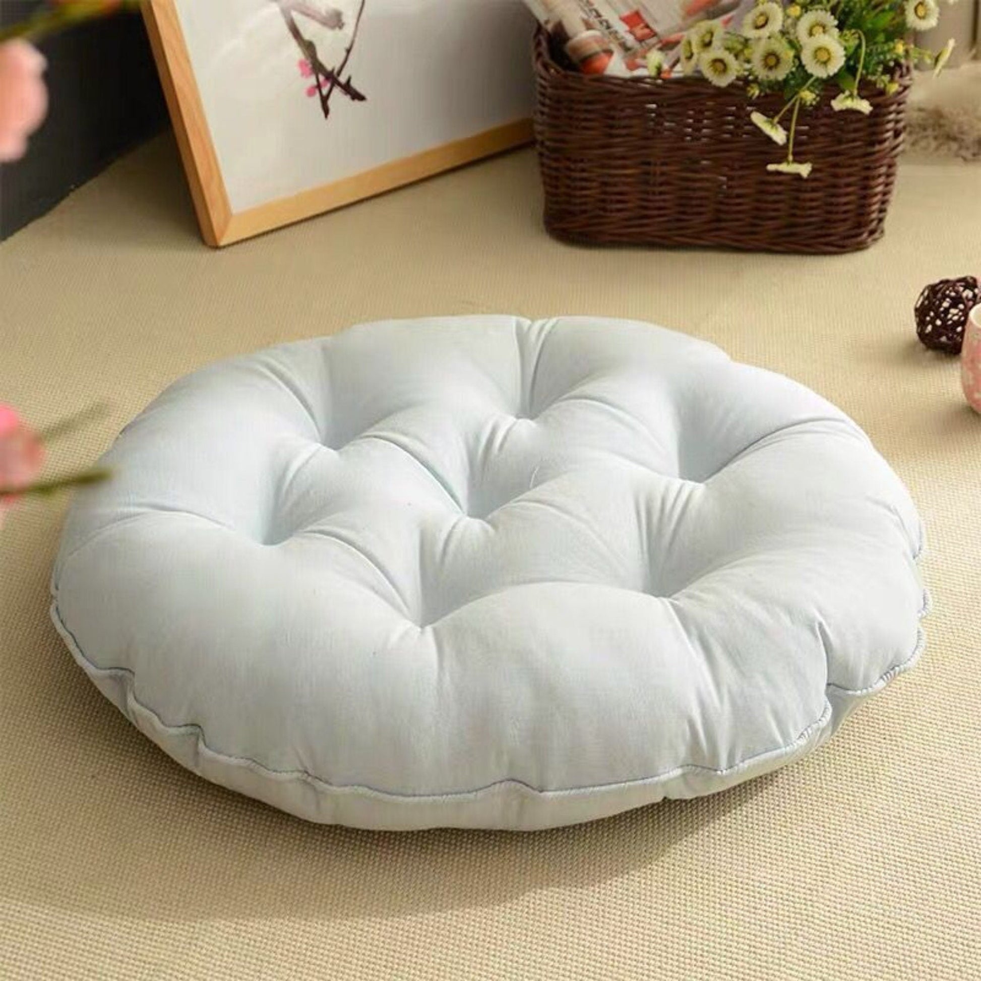 Linen Floor Round Cushion 23" and 18" | Linen Ottoman, Meditation Cushion, Floor Seating, Yoga Meditation, Tatami Cushion, Zen Cushion - -