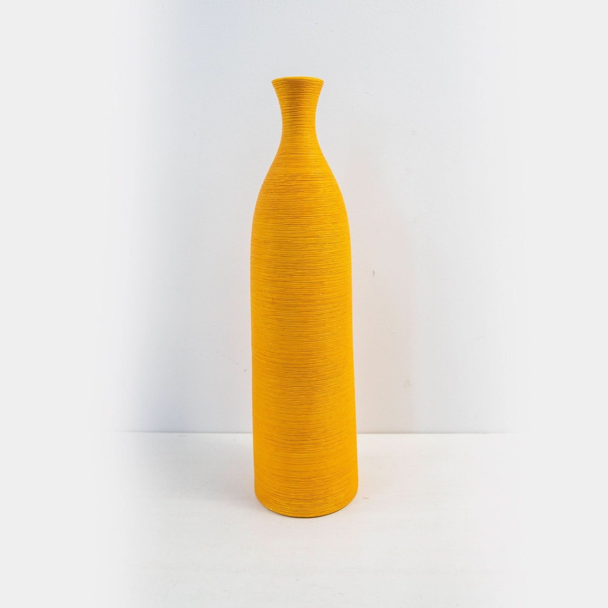 Yellow minimalist ceramic vase with textured finish, modern zen decor