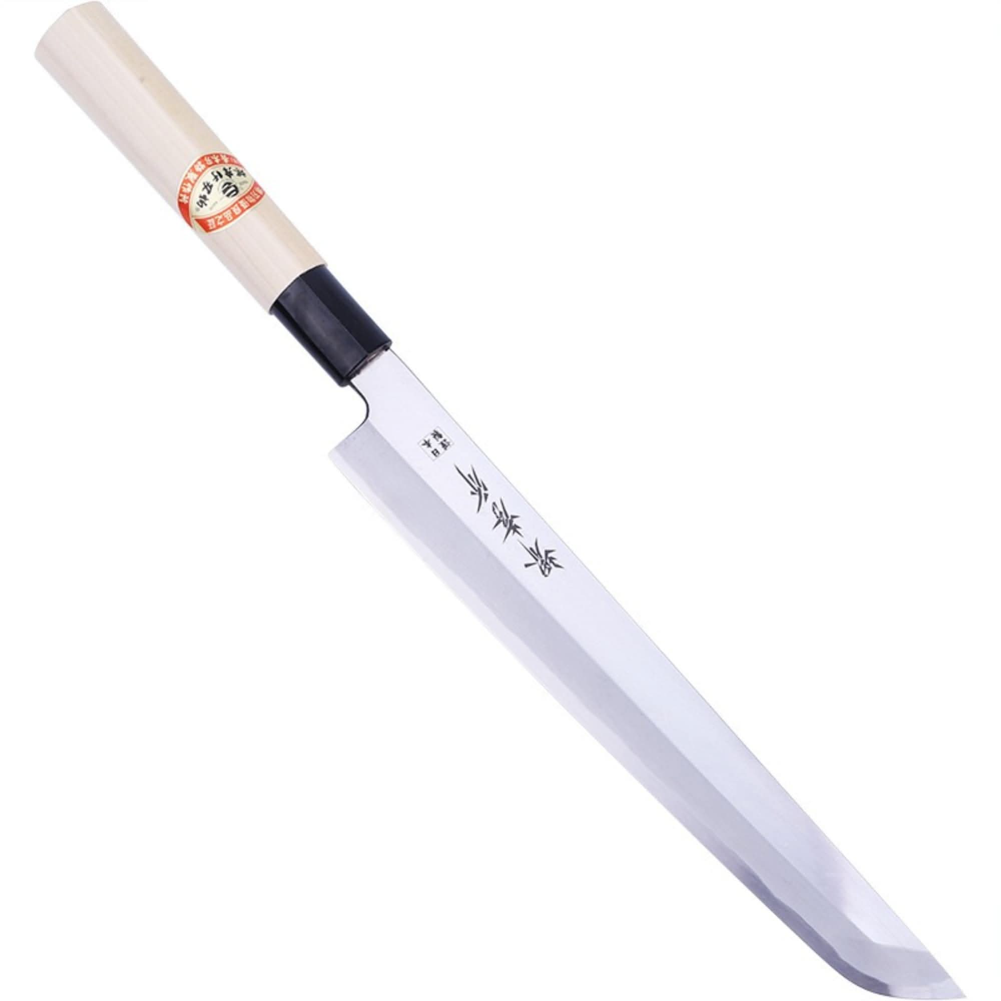 Mukimono Japanese Knife, Made in Japan, white wood handle, steel blade, kitchen chef knife