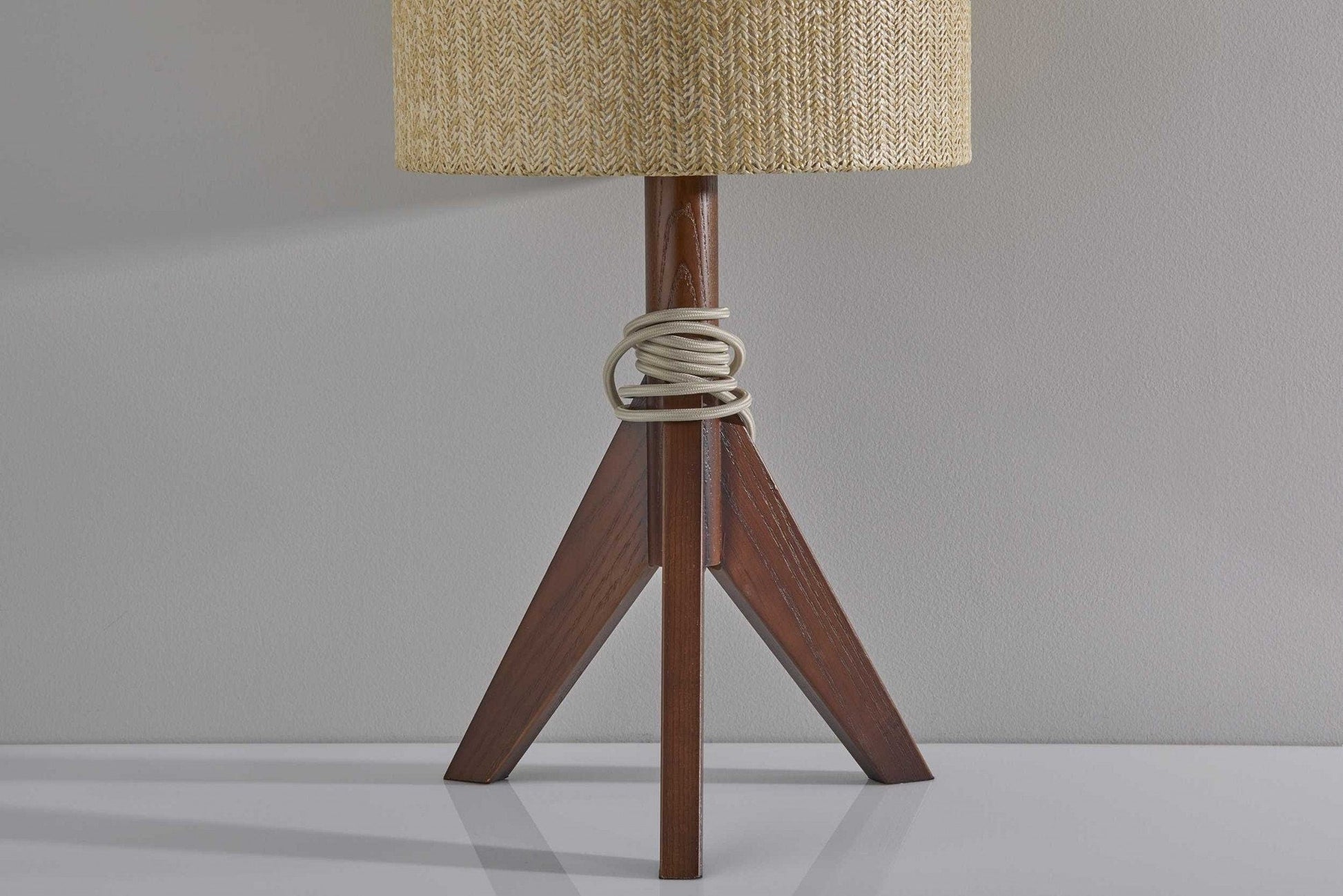 Natural Wood Tripod Base Table Lamp With Paper Shade | Mid Century Table Lamp, Japanese, Scandinavian, Desk Lamp, Bedside Light - TABLE LAMP -