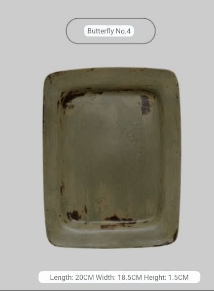 Handmade oval rough pottery plate, Japanese-style brushed wabi sabi dinner plate