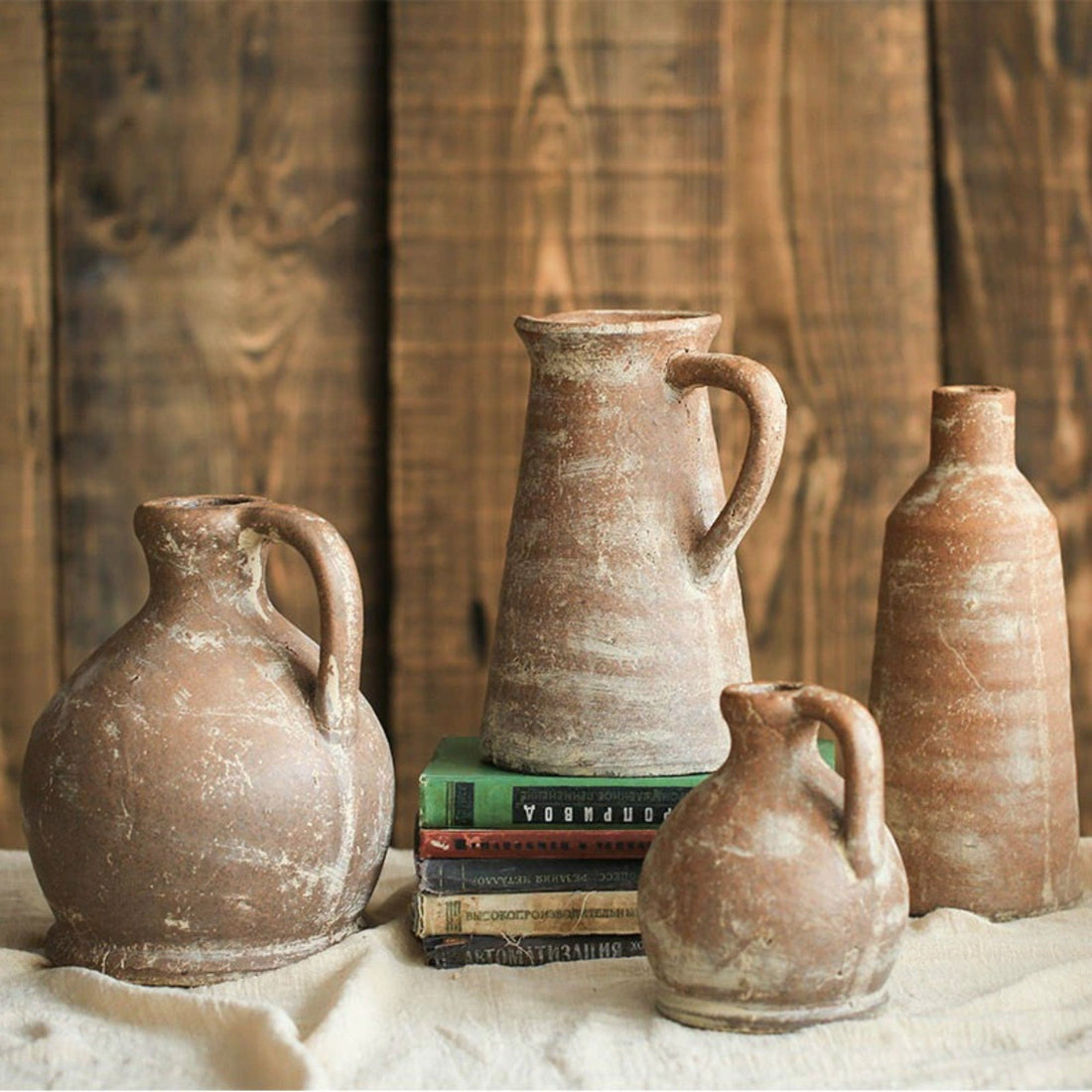 Old Textured Clay Flower Vase | Rustic, Farmhouse, Nordic, Scandinavian, Boho, Terracotta, Vases for Flowers, Flower Pots - -