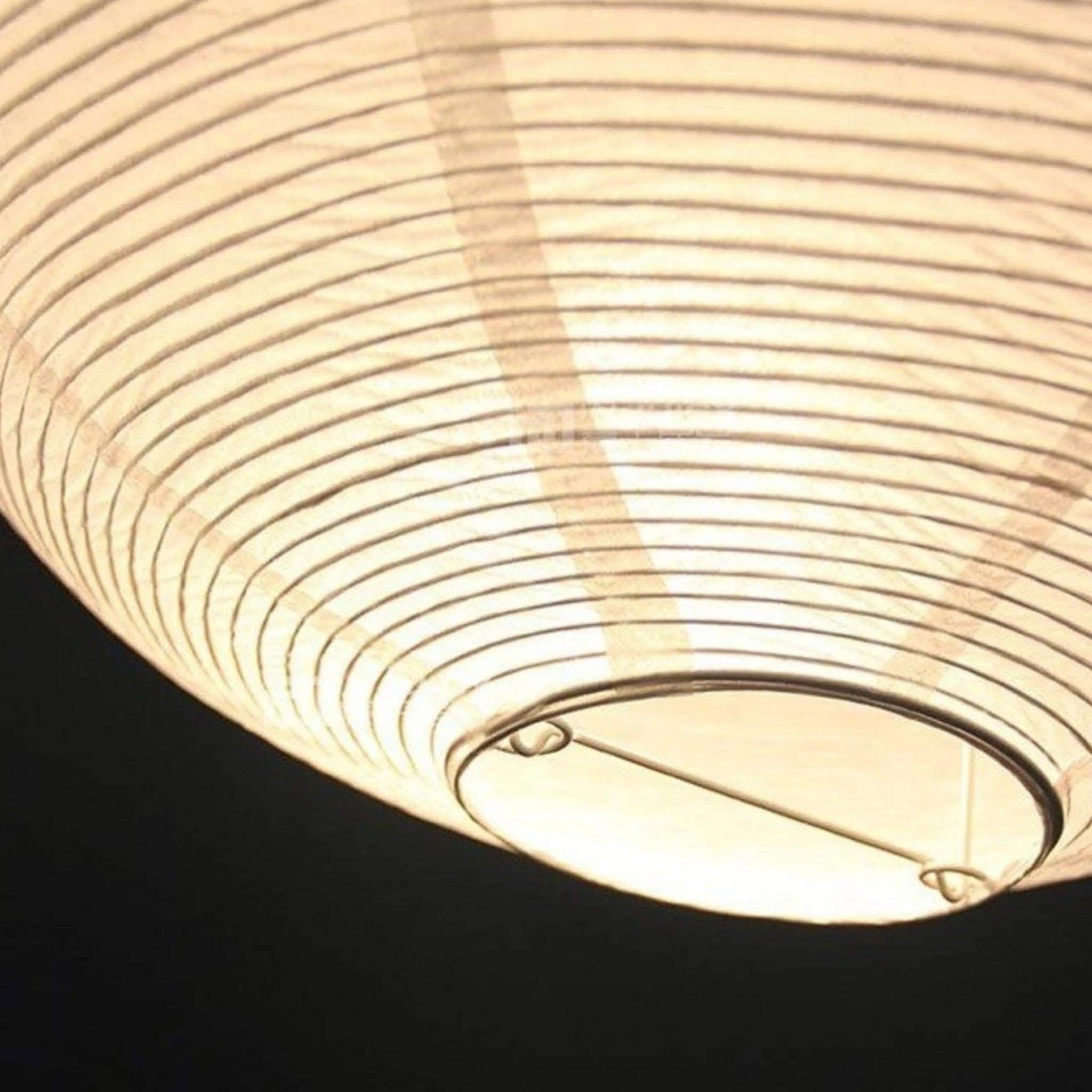 Paper Lampshade Oval Shape home decor, beige paper with dark stripes, soft glow