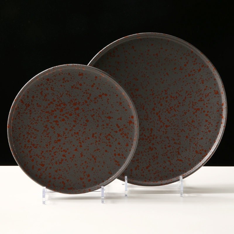 Oxid Metal Look Ceramic Plates | Rustic Glazed, Japanese Plates, Round Ceramic, Matte Plates - -