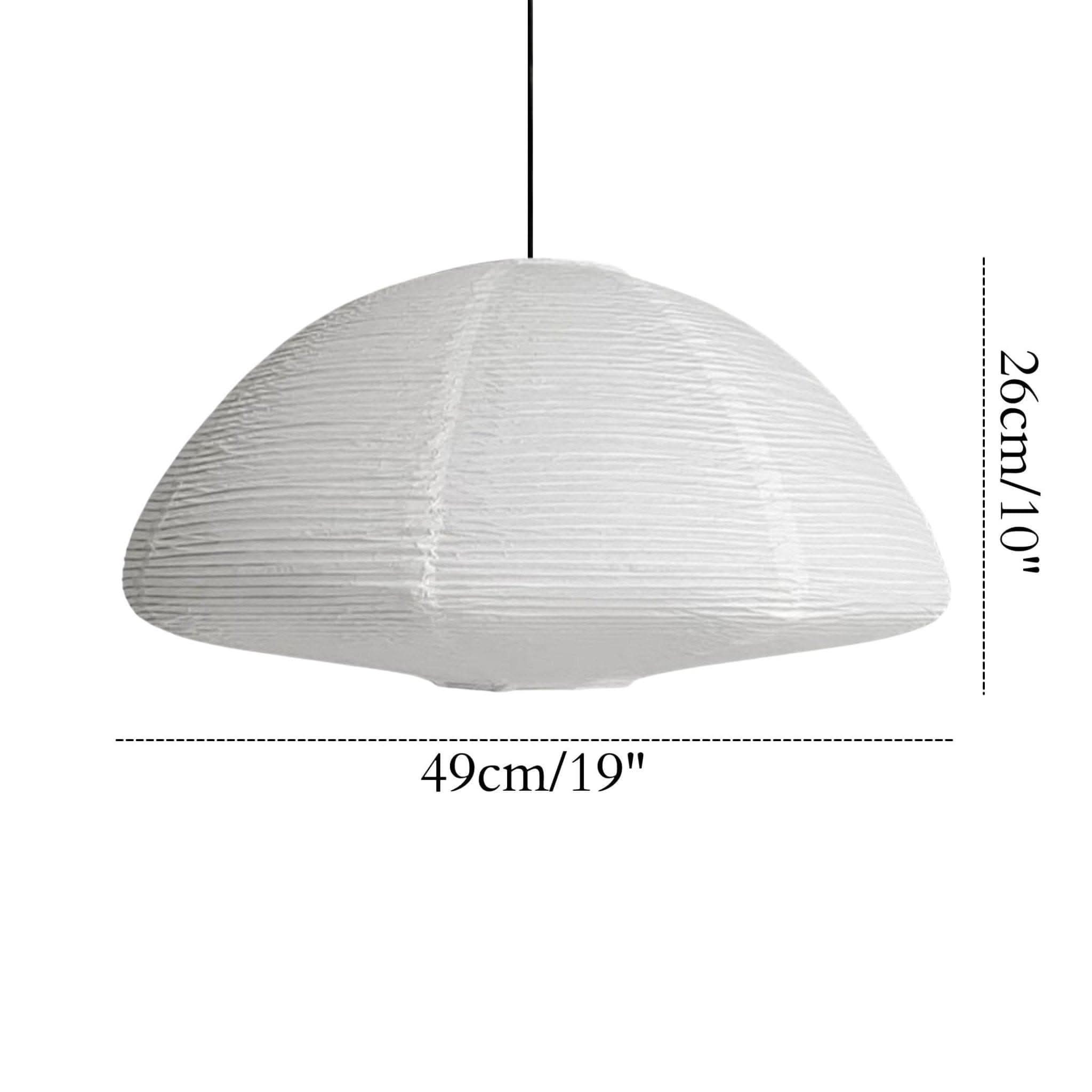 White textured paper lampshade, half circle shaped, with 49cm/19" width. Home decor.