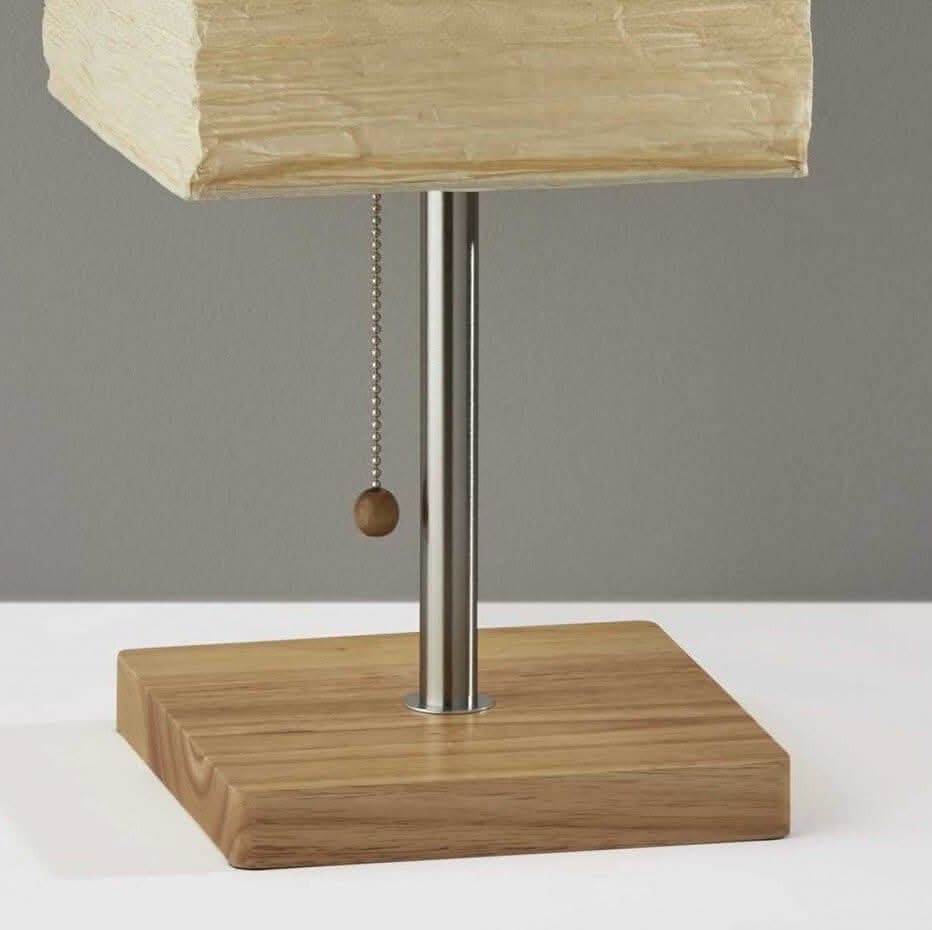 Paper Shade With Natural Wood Table Lamp, mid century, Japanese, Scandinavian, bedside light