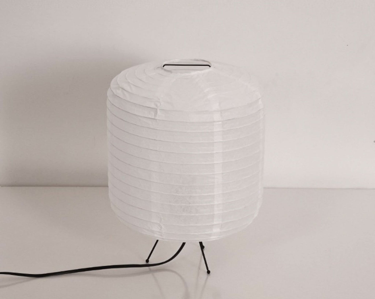 Paper Table Lamp, Cylinder Rounded Shape | Mid Century Table Lamp, Asian, Japanese, Scandinavian, Desk Lamp, Bedside Light - -