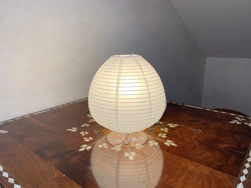 Paper Table Lamp With Drop Shape | Mid Century Table Lamp, Asian, Japanese, Scandinavian, Desk Lamp, Bedside Light - -