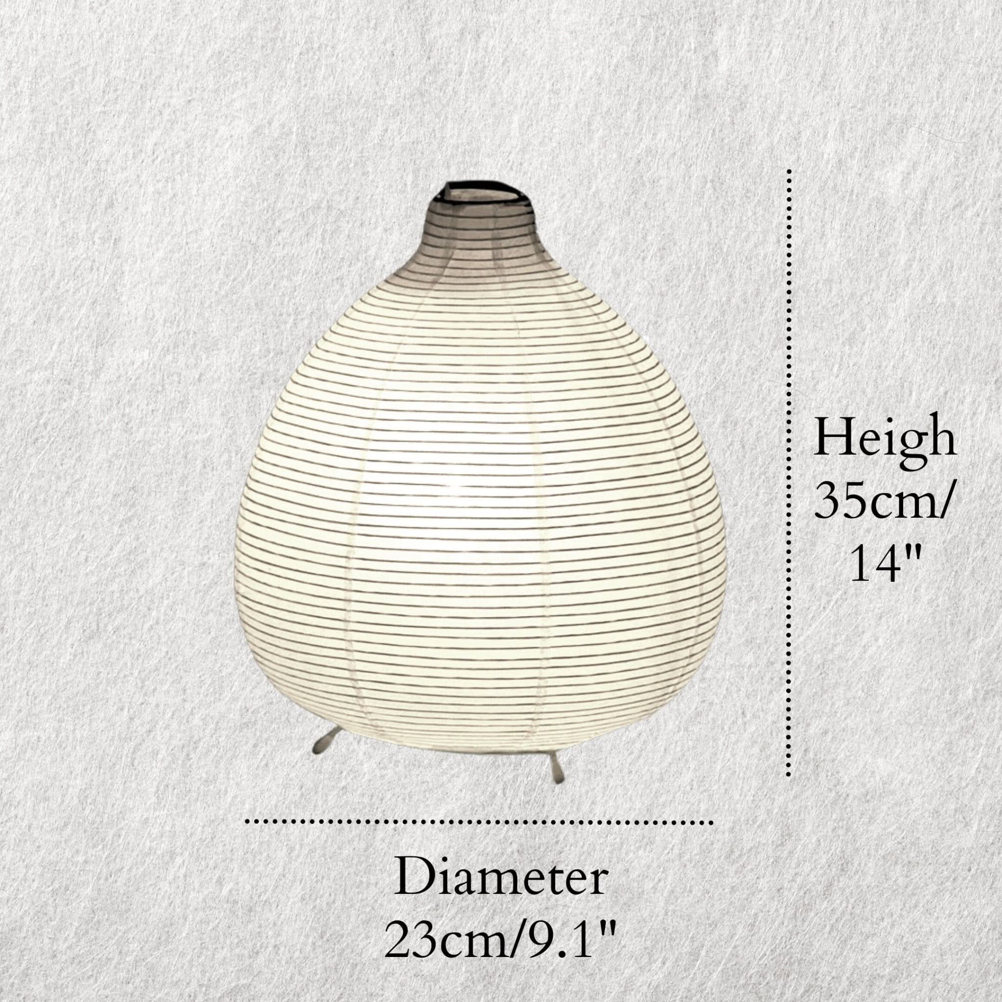 Paper Table Lamp With Tear Shape, Asian-inspired desk lamp, 35cm height.