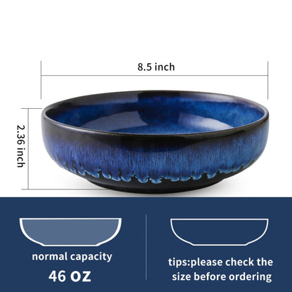 Pasta Bowl With Blue Reactive Glaze Look | Rustic, Stoneware, Asian, Japanese, Chinese, Farmhouse, Nordic, Scandinavian, Pasta, Noodles - -