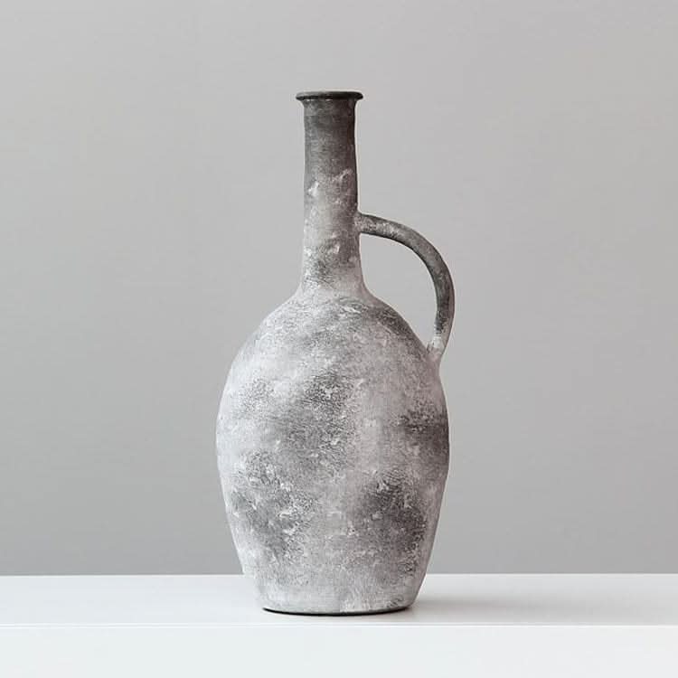 Pottery Handmade Colored Vase, textured stoneware, rustic farmhouse boho ethnic home decor, gray.