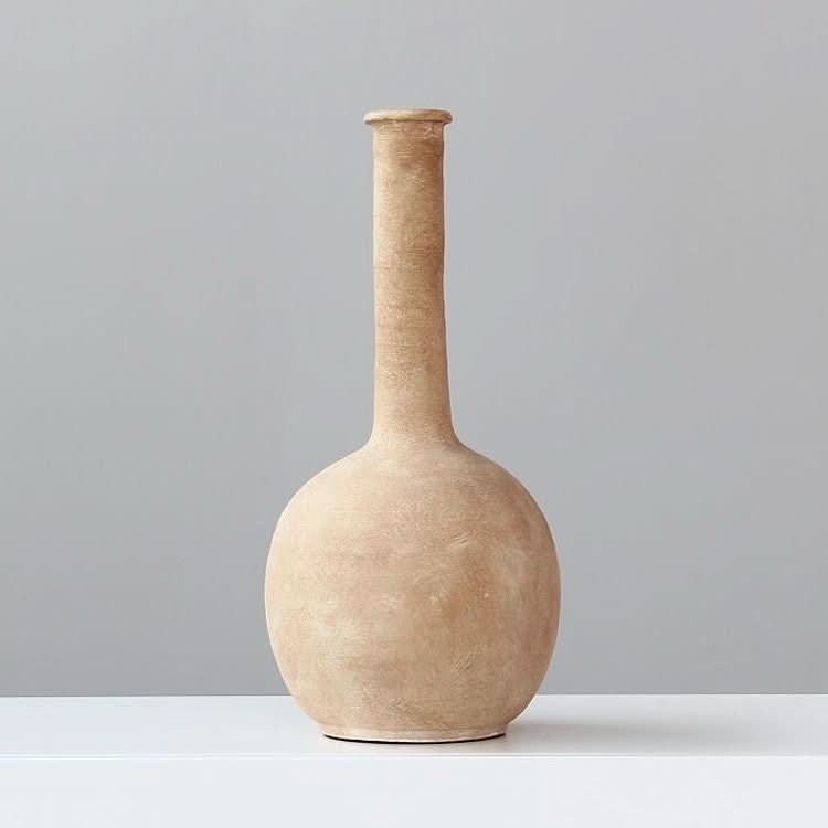 Handmade colored vase, textured stoneware in natural earth tones. Rustic, farmhouse, boho home decor.