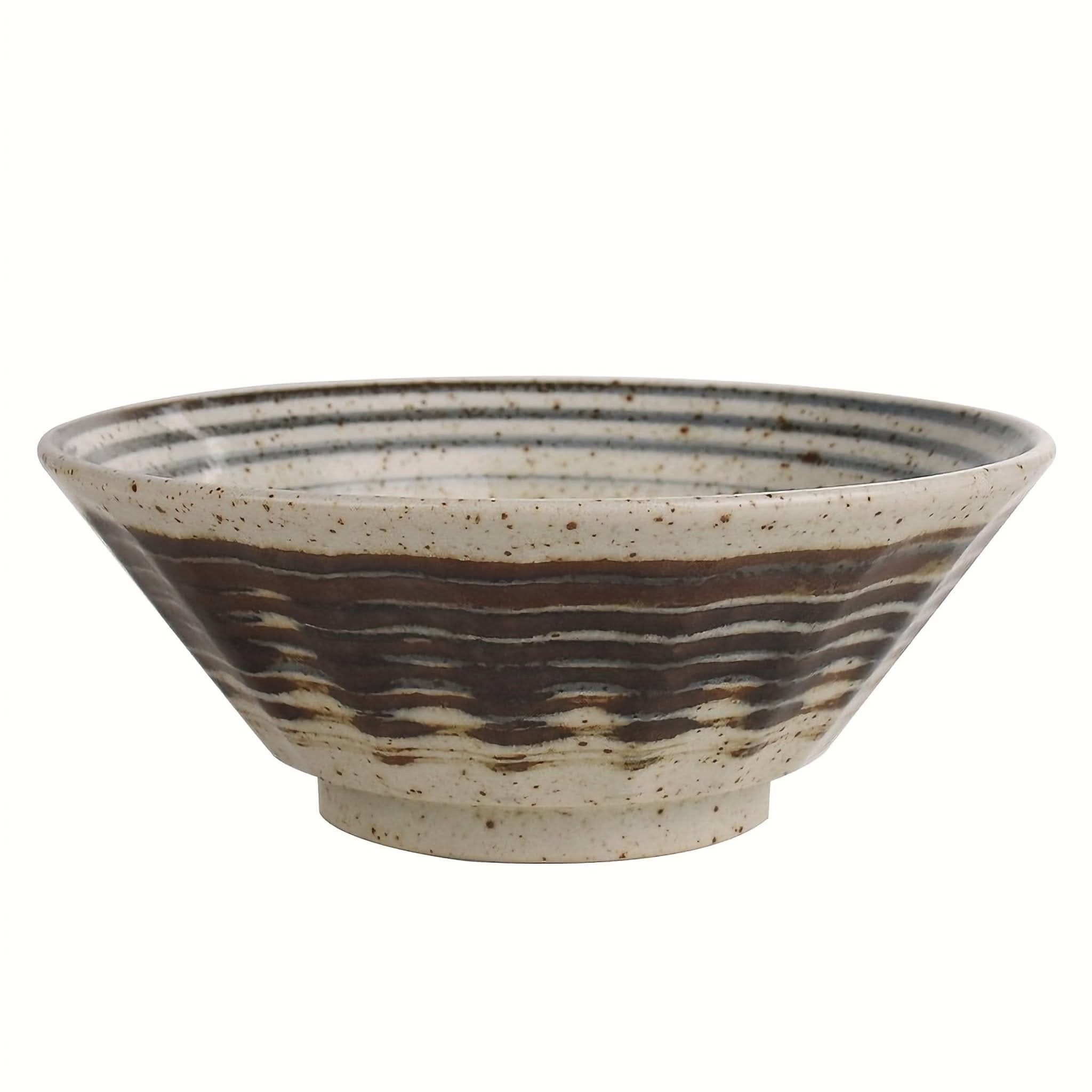 Japan-imported ceramic ramen bowl with snow effect glaze, 8" large rice plate, heat-resistant.