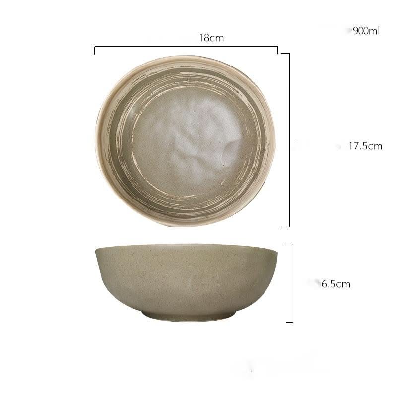 Matte taupe ceramic Ramen Bowl 30.4oz, two-toned with subtle circular glaze detail.