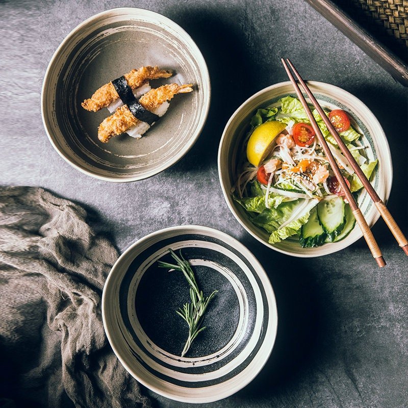 Ramen Bowl With 2 Tones In Matte | Rustic, Irregular, Stoneware, Asian, Japanese, Chinese, Farmhouse, Nordic, Scandinavian, Pasta, Noodles - -