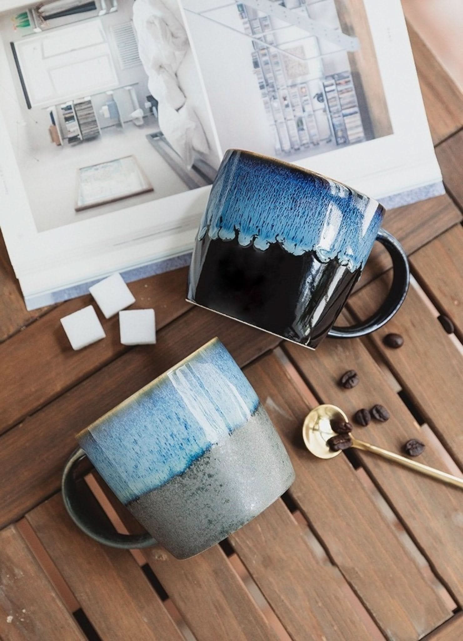 Reactive Glazed Mug 13.5oz | Latte Mug, Colorful Mug Set, Ceramics Modern Mug, Japanese Pottery Mug - -