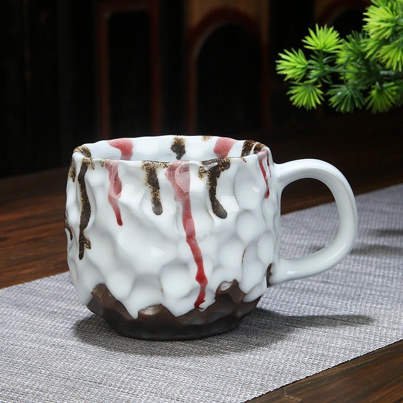 Retro Handmade Stoneware Coffee Cup With Reactive Glazed Paint-drop | Colourful, Pottery - -