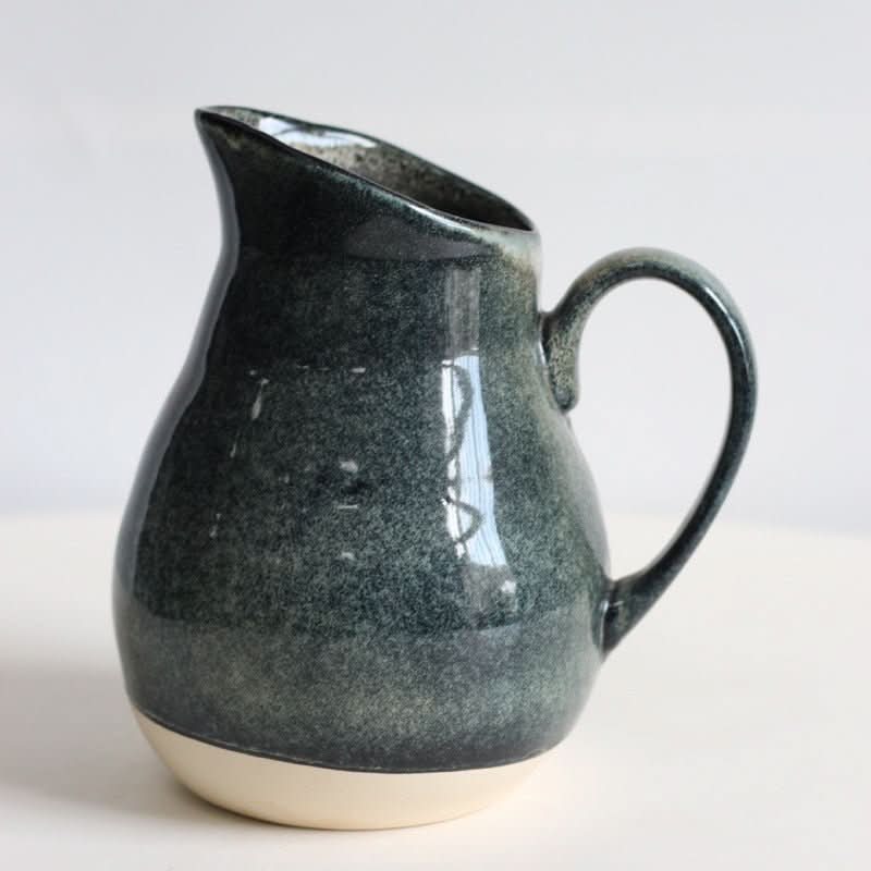 Retro Kiln-Changing Glaze Ceramic Super Large Milk Tank with speckled blue glaze.