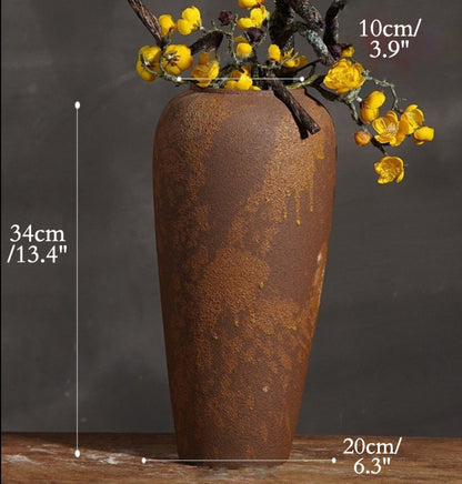 Rough Clay Colour Ceramic Vases | Vases for Flowers, Flower Pots, Textured, Stoneware, Rustic, Farmhouse, Boho, Ethnic - -