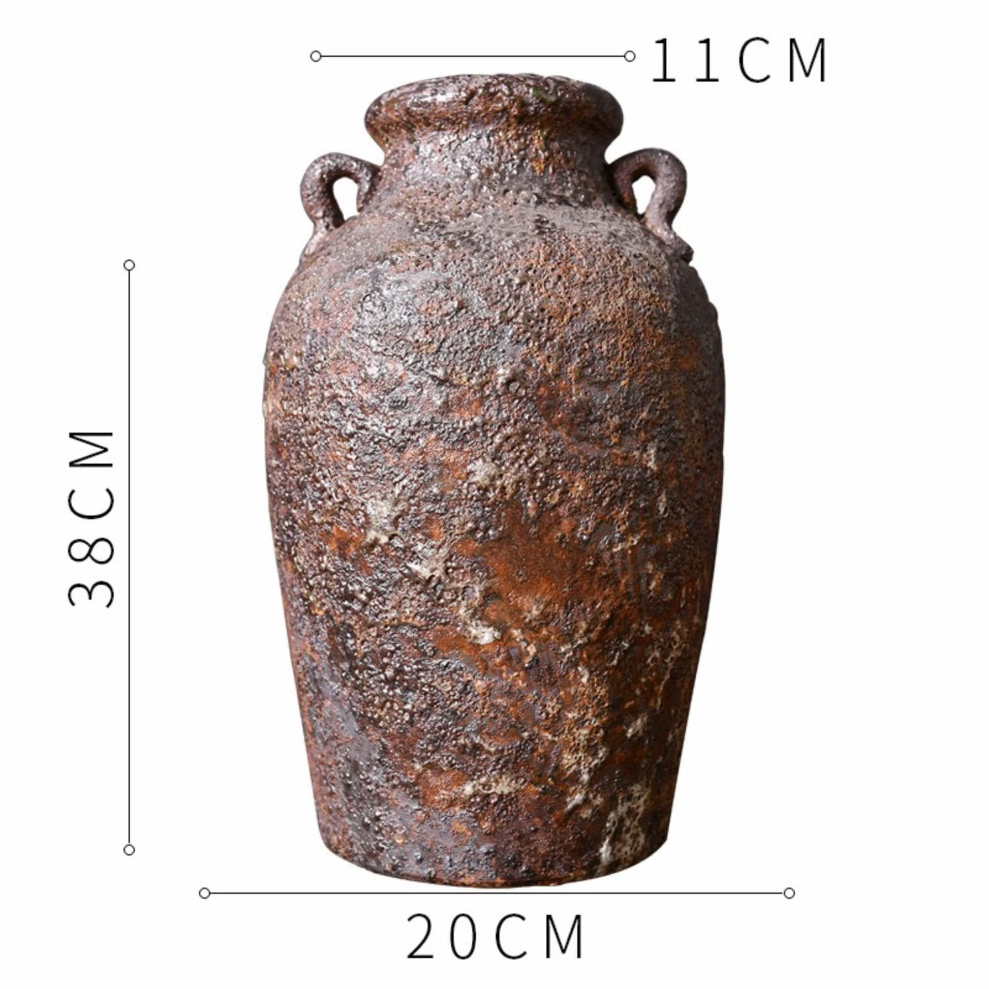Rough Pottery Distressed Vases With Dark Tones And Ears | Textured, Stoneware, Rustic, Farmhouse, Boho, Ethnic - -