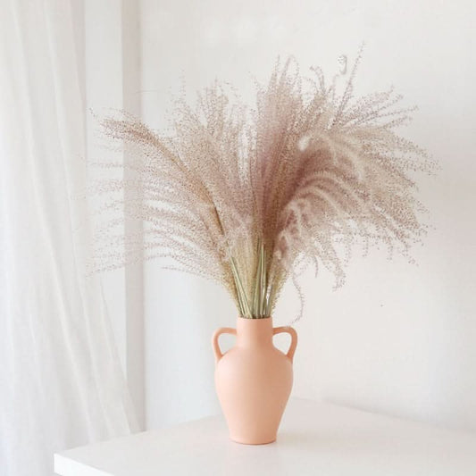 Round Belly Ceramic Vase With Double Ear | Table Top Decoration, Scandinavian, Nordic, Flower Vase, Pampas Planter, Stoneware, Pottery - -