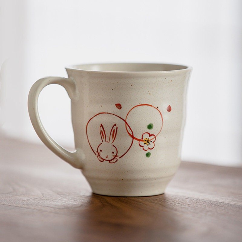 Sakura Rabbit Couple Mug Hand-painted Mug Set - -