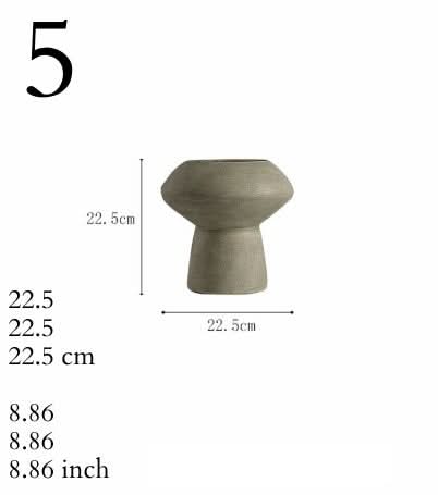 Small Ceramic Vase in gray with modern design, 22.5cm height