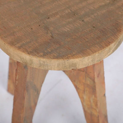 Solid Wood Small Round Rustic Stool - -